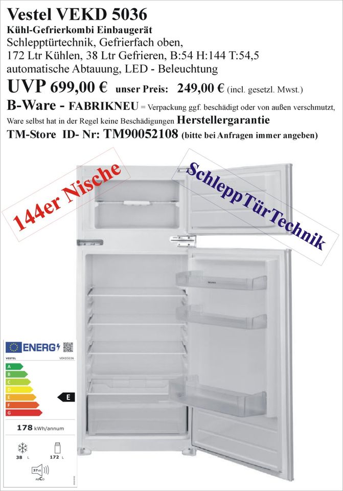 Einbaukühlschrank NEU als B-Ware Einbaugefrierkombination Einbaukombi Einbaugefrierschrank Einbau Kühlschrank Gefrierkombination Kombi Gefrierschrank 88cm 102cm 122cm 144cm 157cm 177cm Liebherr Miele in Wolfhagen 