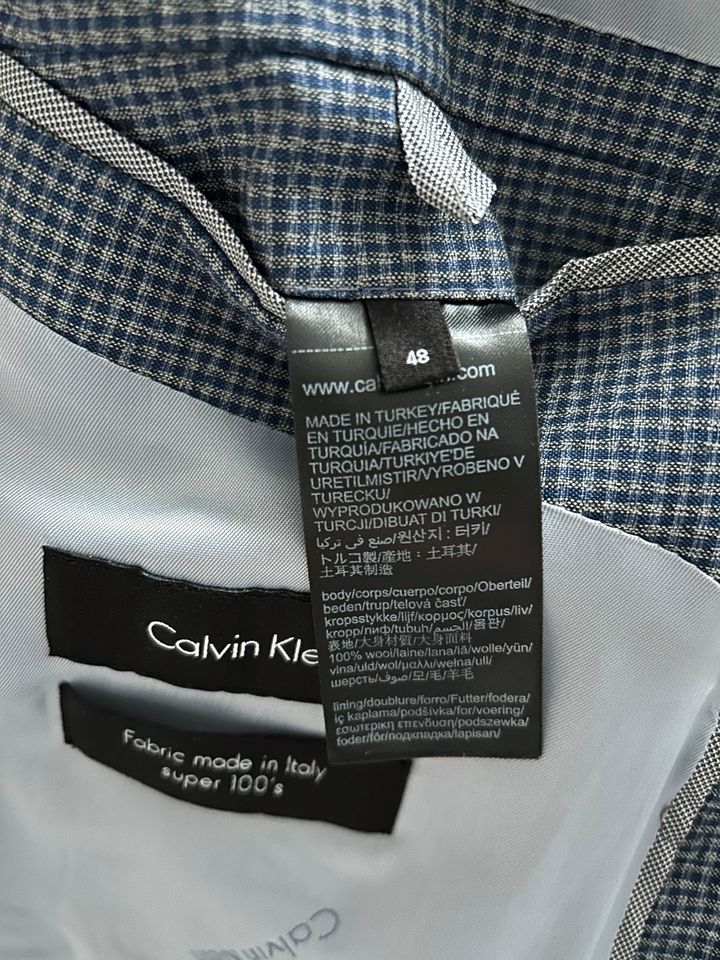 CALVIN KLEIN Herren Sakko Größe 48, blau/grau in München