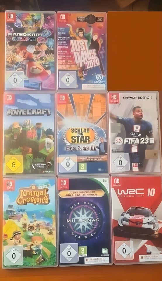 Nintendo Switch Neon-Rot/Neon-Blau + 8 TOP-Spiele + Controller in Wernigerode