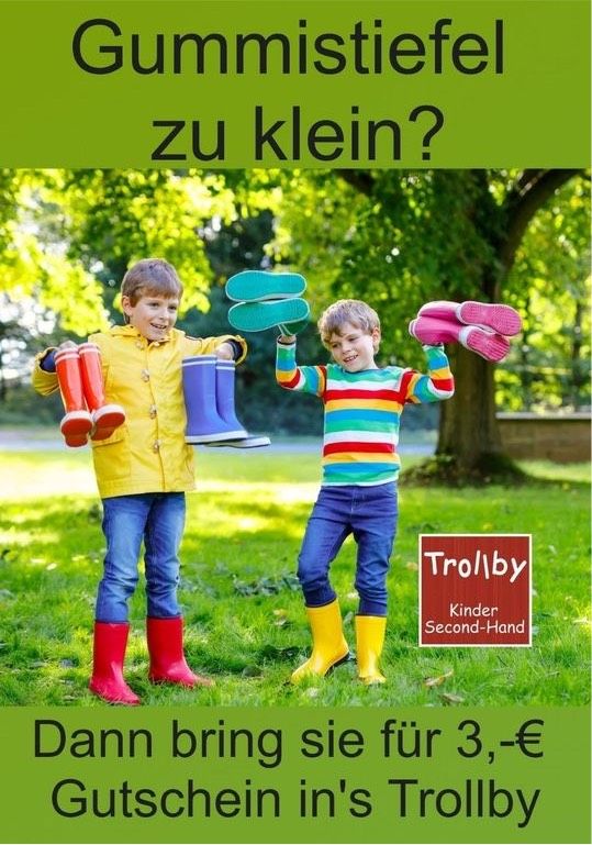 Wir suchen Kinder Gummistiefel gegen Trollby Einkaufsgutschein in Berlin