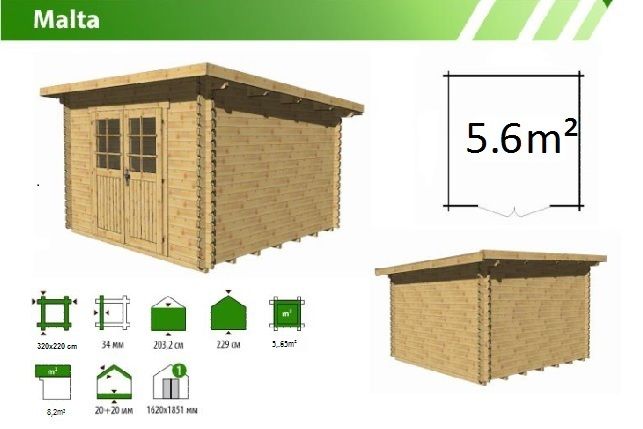 Gartenhaus 34mm Holzhaus Gerätehaus Schuppen Blockhaus 3,0 x 2,0m in Egeln