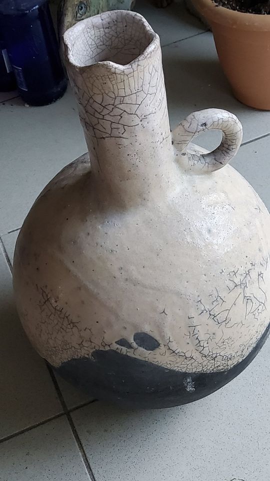 RAKU-Keramik, große Vase Handarbeit von Christian Wermert, 1987 in Büttelborn