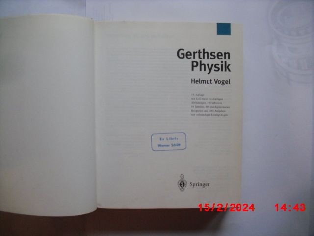 Gerthsen Physik 19.Auflage 1995 in Bad Schwartau