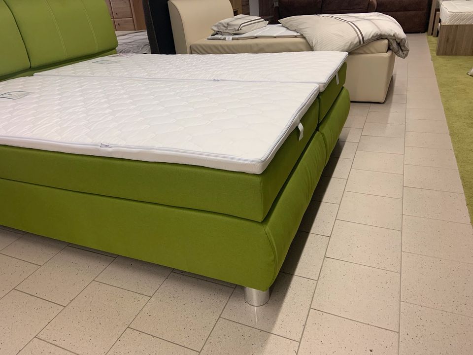 Hapo Boxspringbett Lexos grün 180x200cm inclusive Topper in Brandis