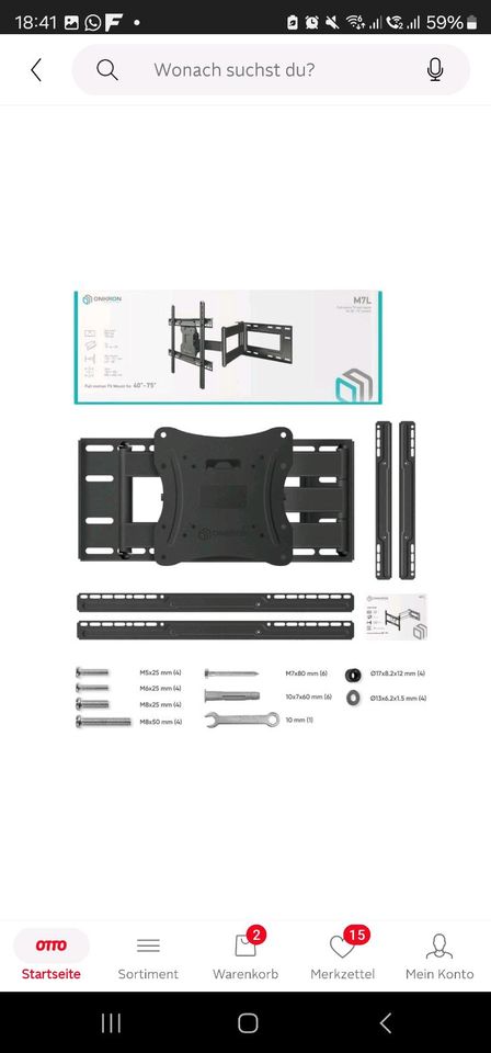 ONKRON TV-Wandhalterung 40-75 Zoll, bis 68,2 kg, VESA 100x100 bis in Hamburg