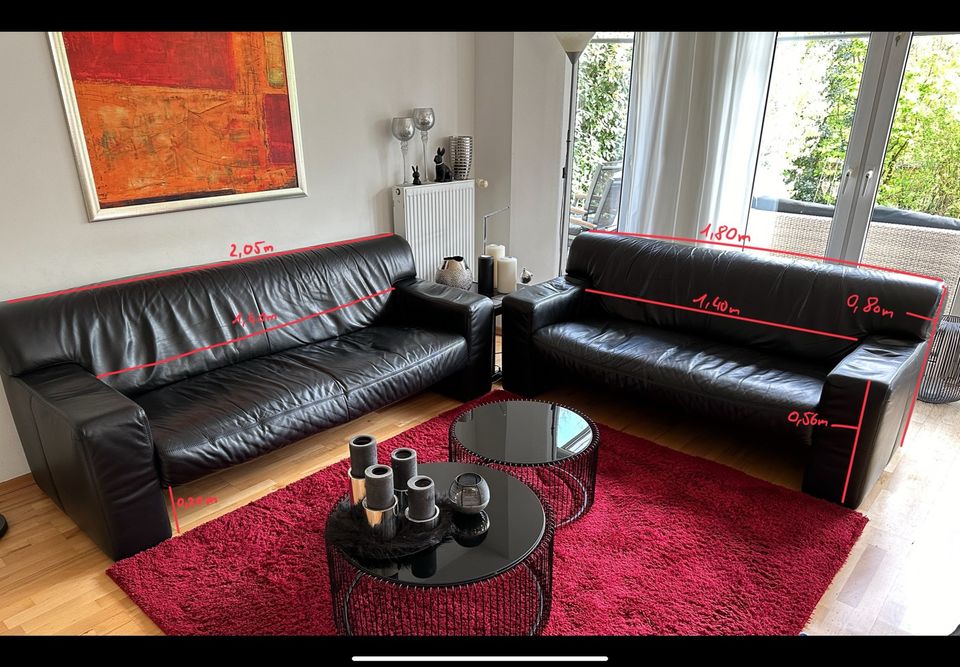 Sitzgruppe | Sofa | Musterring | Echtleder | Schwarz | Leder in Osnabrück