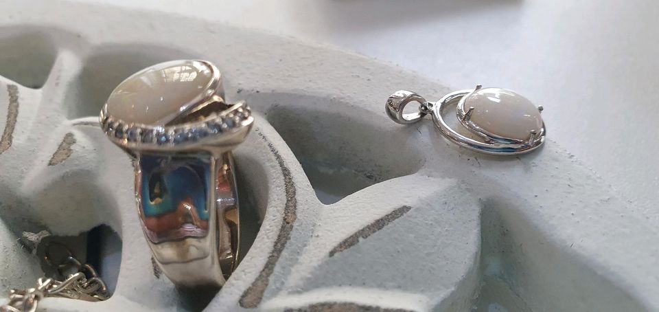 Silberring Ring und Anhänger 925er Opal Stein in Pössneck