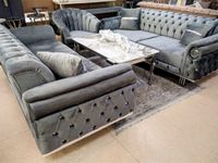 Chesterfield Schlafsofa 3-3-1 Grau Silber Wohnzimmer Garnitur NEU Nordrhein-Westfalen - Gelsenkirchen Vorschau