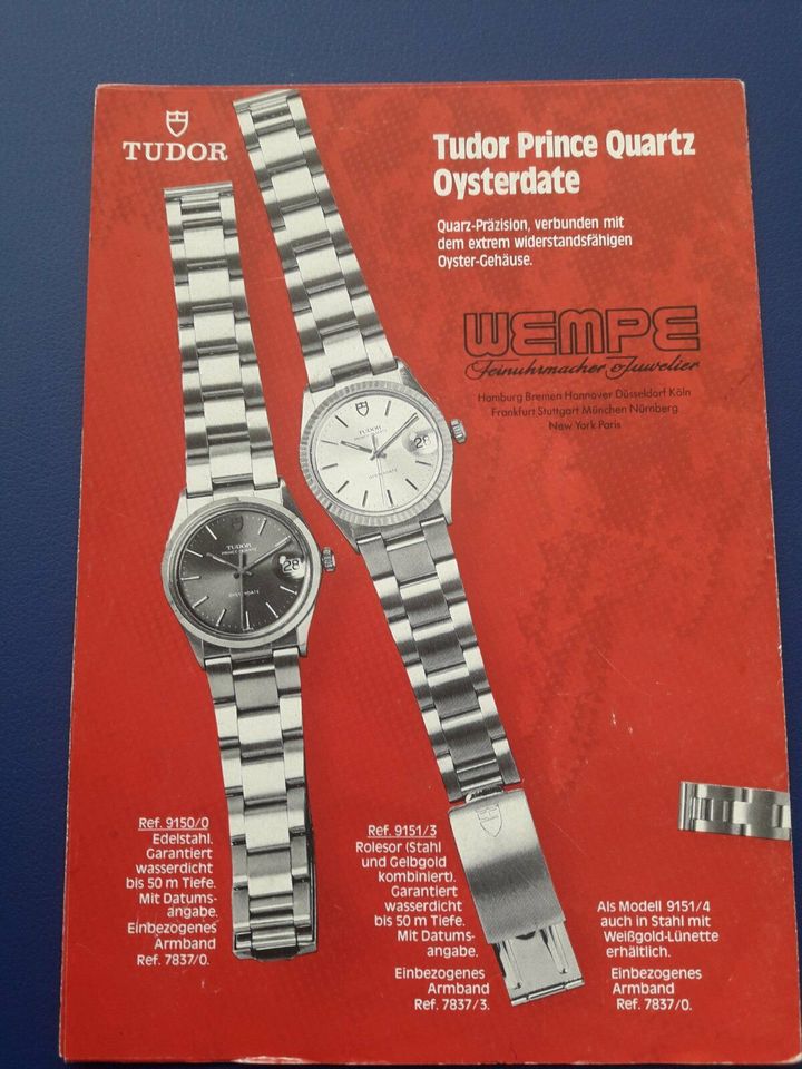 Tudor Katalog m.Preisliste von 1984 in Hamburg