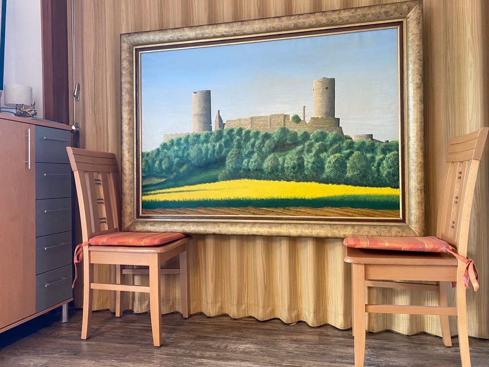 Burg Münzenberg, XXL Gemälde, Bild, Öl auf Leinwand,160x115cm in Münzenberg