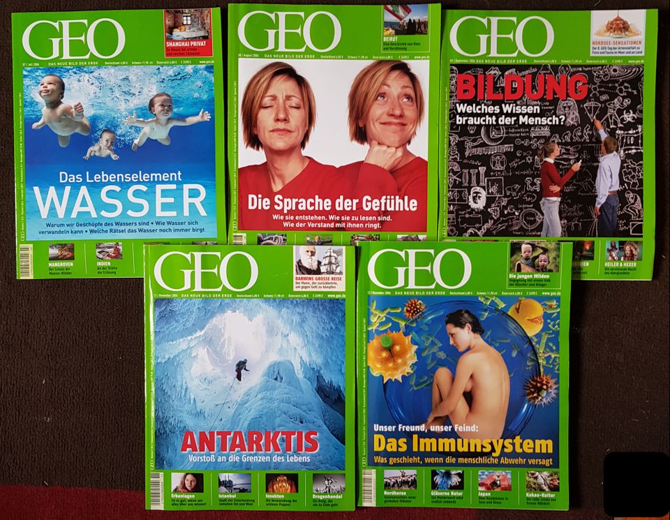 Zeitschrift GEO 7,8,9,11,12/ Wasser, Gefühle, Bildung, Antarktis, in Wiesentheid