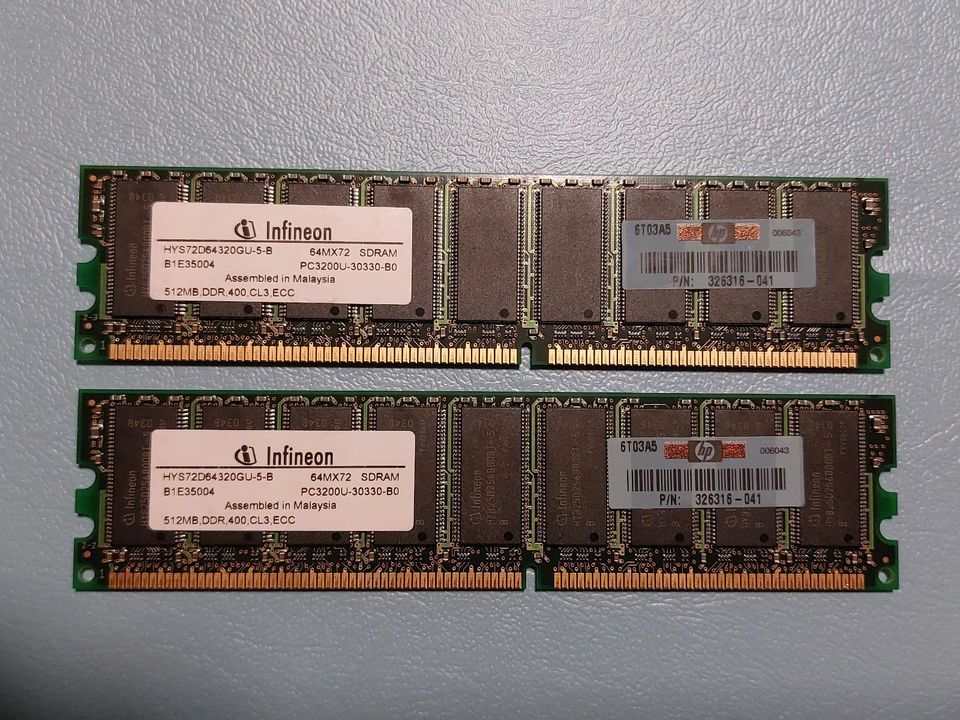 2x Arbeitsspeicher 1GB [ je 512 MB Infineon DDR 400 CL3] in Neuhausen