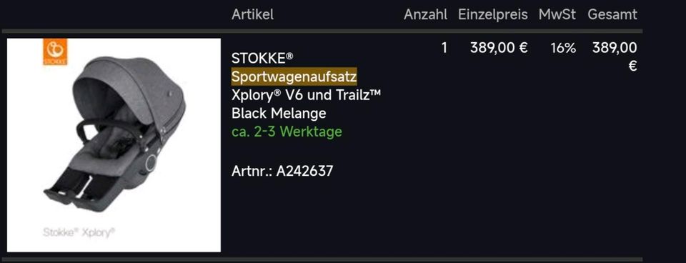 STOKKE® Sportwagenaufsatz Xplory® V6 und Trailz™ Black Melange in Ingolstadt