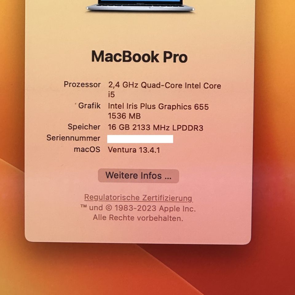 ❌⭐️ MacBook Pro 13'' 2018 A1989 i5 2,4GHz 16GB 256 SSD⭐️ M207 in Berlin