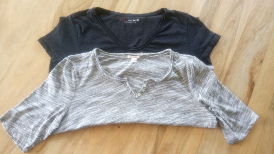 Esprit Damen T-Shirt Kurzarm grau/ schwarz M in Weißenborn-Lüderode