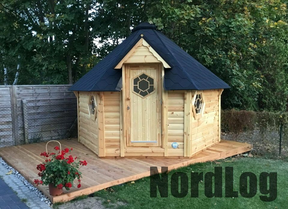 NordLog Saunakota mit Vorraum 9,2m2 Saunahaus Gartensauna Hütte in Weil der Stadt