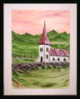 Ölgemälde 40x50 cm Kirche im Grünen nach Art Bob Ross Nordrhein-Westfalen - Oberhausen Vorschau