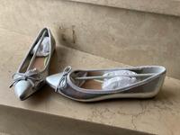 JustFab Ballerina Loafer 37,5 silber Metallic Schleife Gummisohle Baden-Württemberg - Ochsenhausen Vorschau