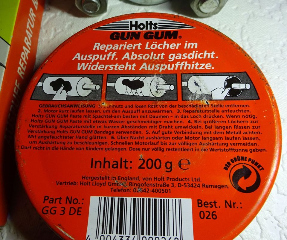 Holts Gun Gum Auspuff Reparatur Set Paste 200 g + Bandage 1 Stück