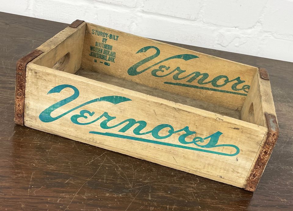 VINTAGE USA VERNORS GINGER ALE KISTE HOLZKISTE ANTIK ABLAGE BOX in Hamm