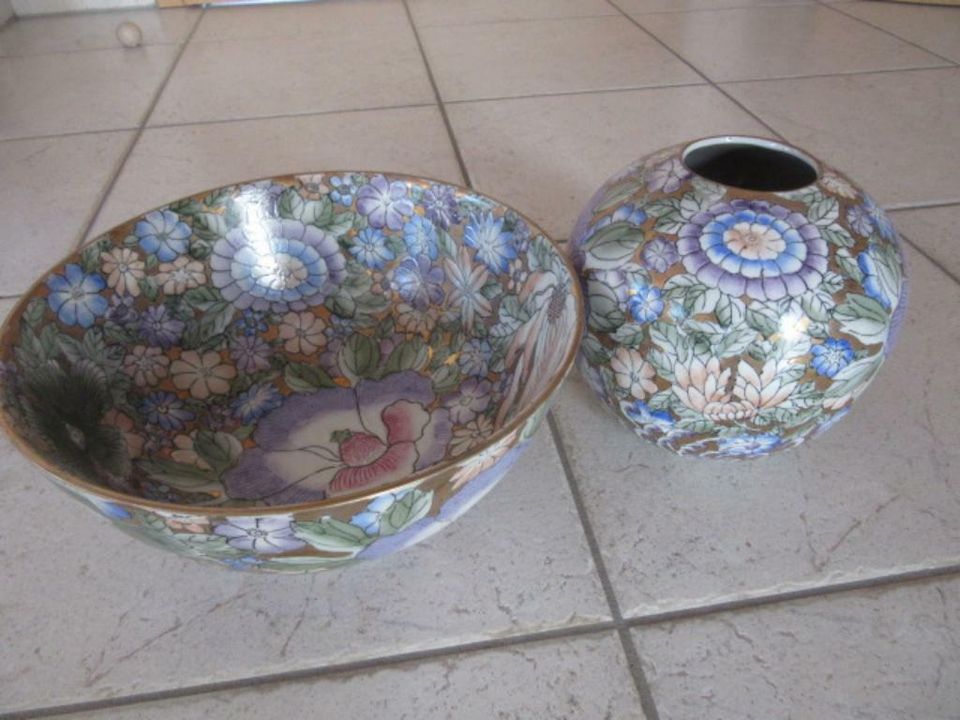 Vase + Schale mit Dekor nach chinesischer Tradition in Bramsche