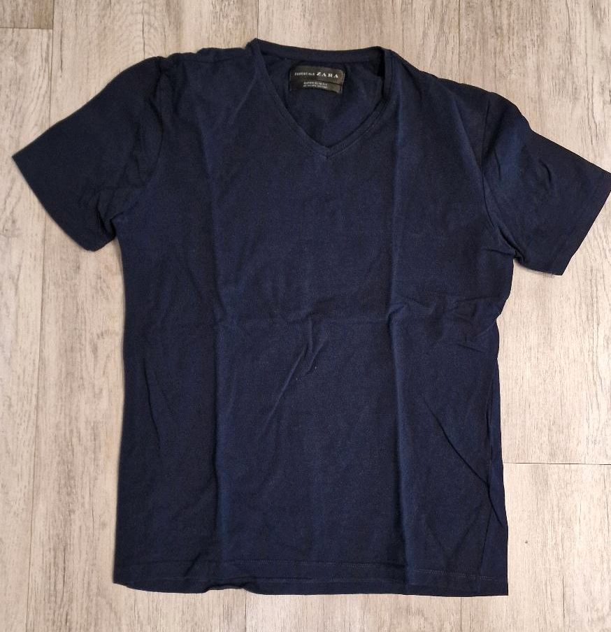 3 x ZARA Herren T-Shirt, Super Slim Fit, Größe L, blau/weiß/grau in Vörstetten