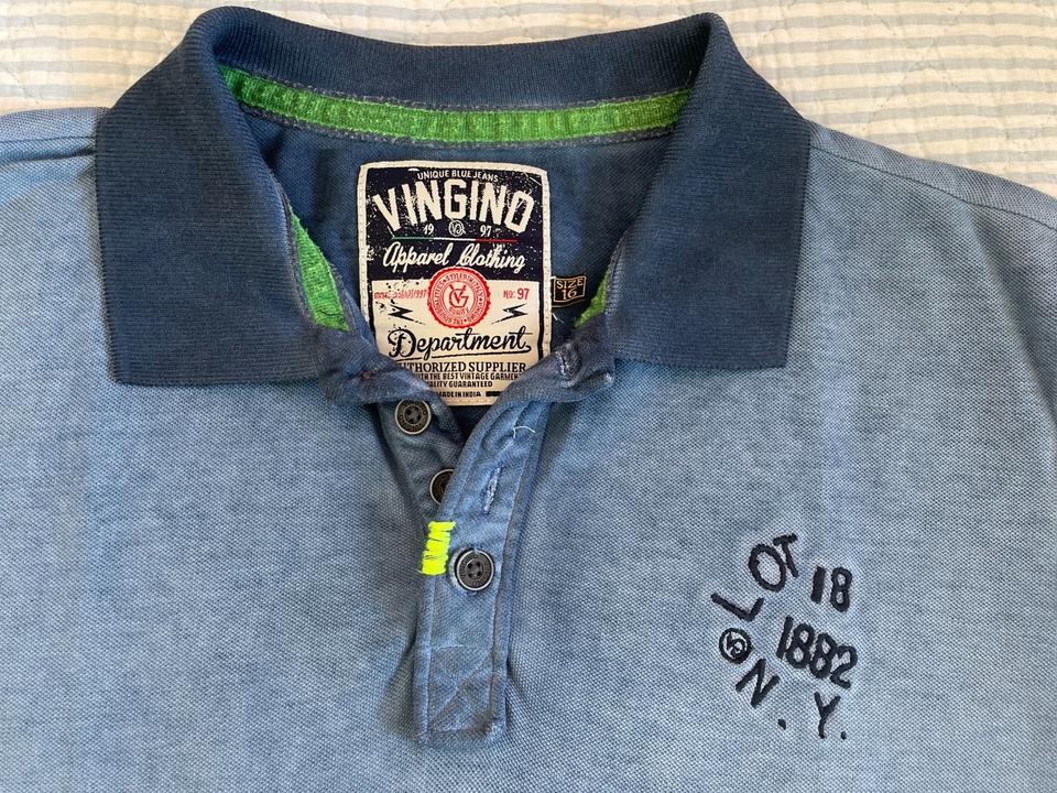 Vingino Shirt Poloshirt 16 Gr.170/176, jeans-Blau, Vintage-Look in Leverkusen
