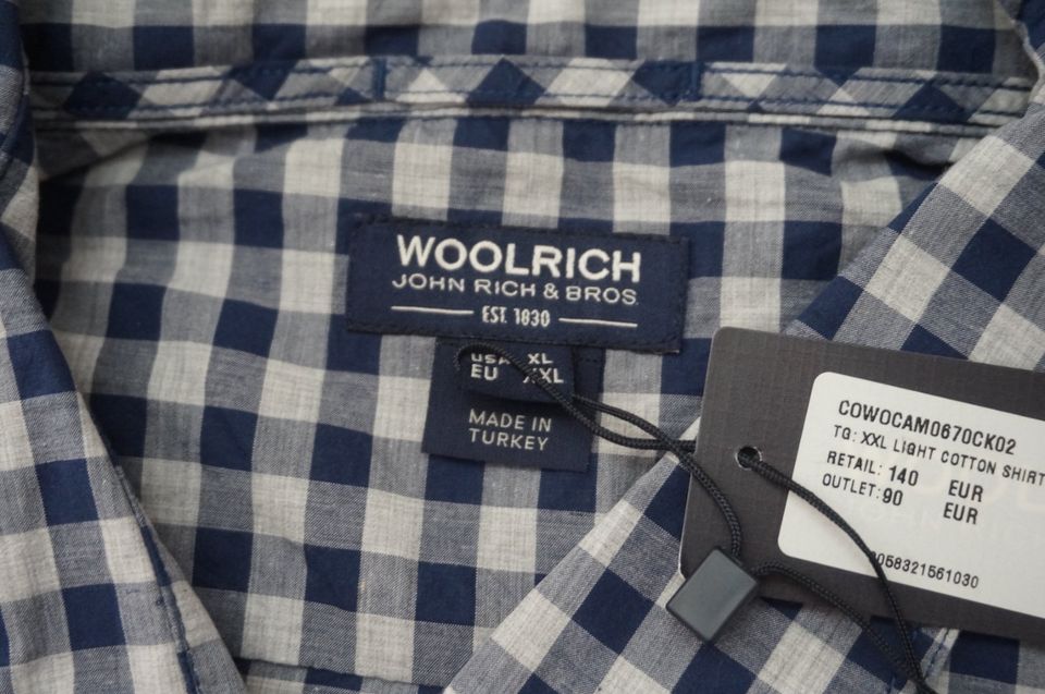 Woolrich XXL Hemd Light Cotton Shirt Vichy blau weiß kariert 140€ in Frankenthal (Pfalz)