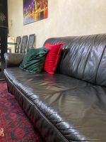 Couch- Naturia- Echt Leder- Schwarz - mit Sessel Düsseldorf - Oberbilk Vorschau