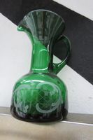 Art Deco ?  Glaskrug Henkel Krug Vase geätzes Glas grün 22cm Nordrhein-Westfalen - Leverkusen Vorschau