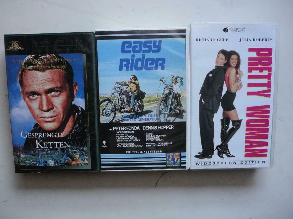3 Kult-Filme auf VHS Pretty Woman, Gesprengte Ketten, Easy Rider in Kaufbeuren