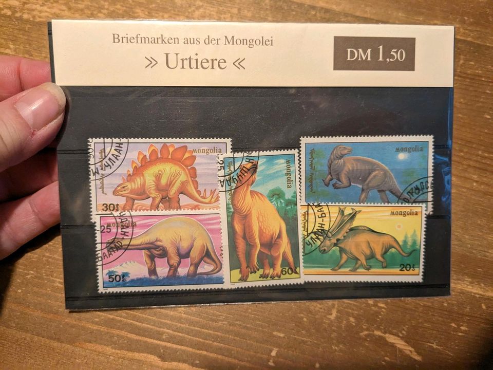 5 Briefmarken "Urtiere" Mongolei in Leipzig