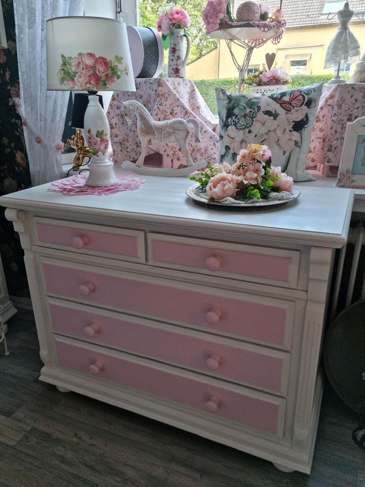 ⚘️⚘️Shabby Chic Schubladenkommode/ Kommode weiß rosa ⚘️⚘️ in Herne