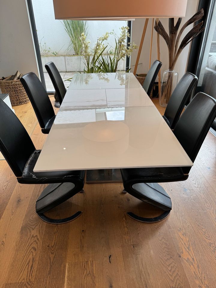 Esszimmertisch Tisch 180cm(240cm)x90cm weiß Holz Glas NP.928€ in Werl