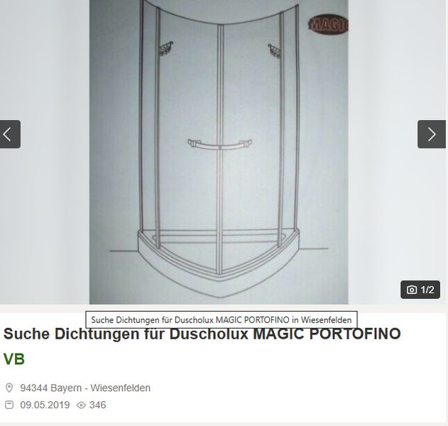 Suche Dichtungen für Duscholux MAGIC PORTOFINO in Bayern - Wiesenfelden |  Badezimmer Ausstattung und Möbel | eBay Kleinanzeigen ist jetzt  Kleinanzeigen