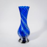 Blumenvase Deko Glas Vase Blau Weiß Höhe 30 cm Durchmesser 9 cm Lichtentanne - Ebersbrunn Vorschau