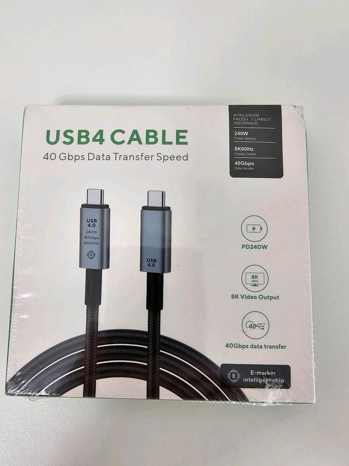 USB-C,kompatibles Kabel 40 Gbit/s 240W 5A Laden USB C 8K / 60Hz, in Winden