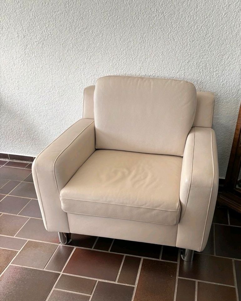 Musterring Design Echt-Leder Sesselpaar inkl. Hocker in Ingelheim am Rhein