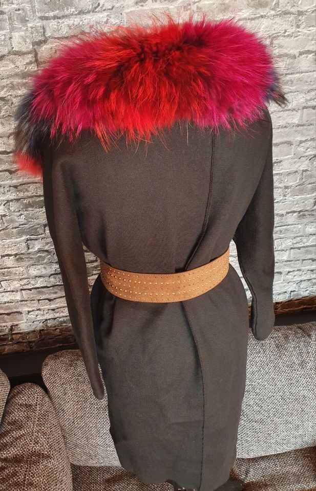 Strick Angora mantel Jacke fell Pelz BlauFuchs Echtfell bunt40 42 in Hof (Saale)