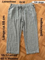 Leinen Hose Gr.M hellblau mit weißen Streifen  7/8 Länge Brandenburg - Lübben Vorschau