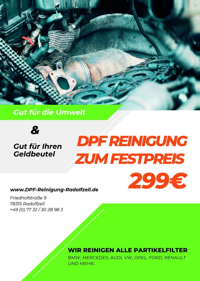 DPF Reinigung Dieselpartikelfilterreinigung zum FESTPREIS in Radolfzell am Bodensee