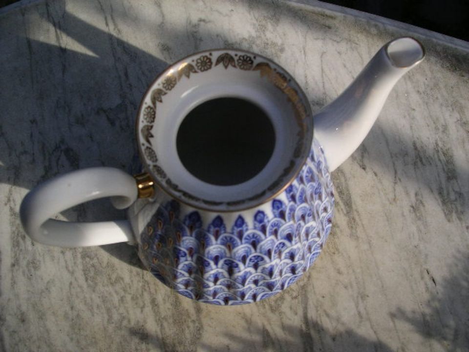 Lomonosov Imperial Kaffeekanne Teekanne Vergißmeinnicht Kobalt 22 in Potsdam