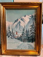 Gemälde Alpine Winterlandschaft auf Pappe gemalt mit Bilderrahmen Wiesbaden - Biebrich Vorschau