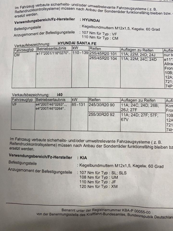 Sommerradsatz Hyundai, Kia, Mazda 9x20 5x114,3 ET30 in Lehrte