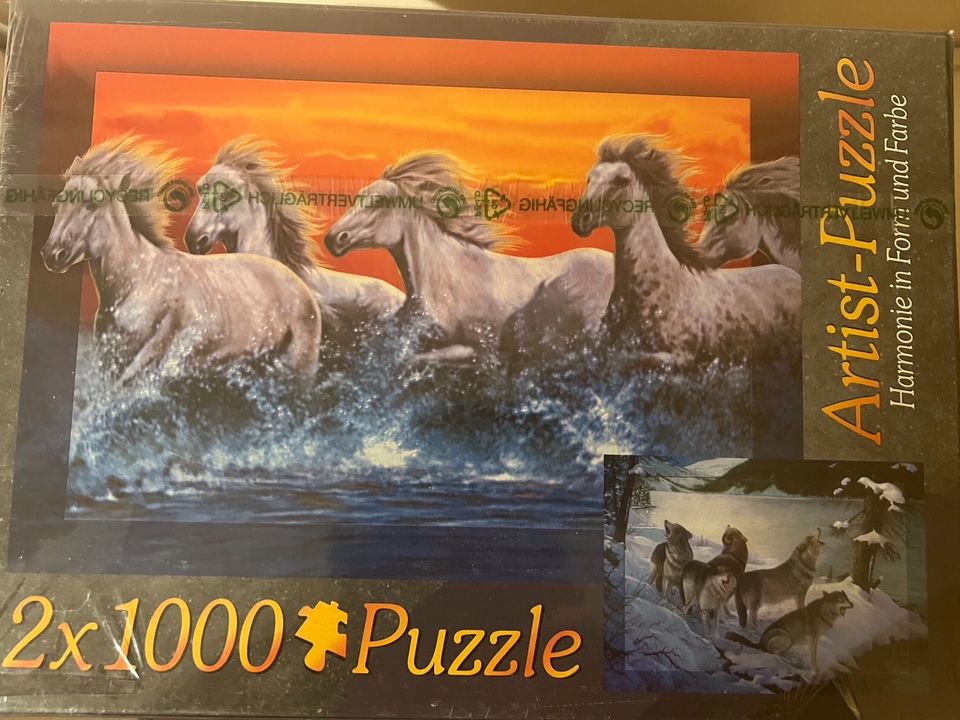 Puzzle Wölfe und Pferde 2 x 1000 Teile n e u OVP in Leipzig