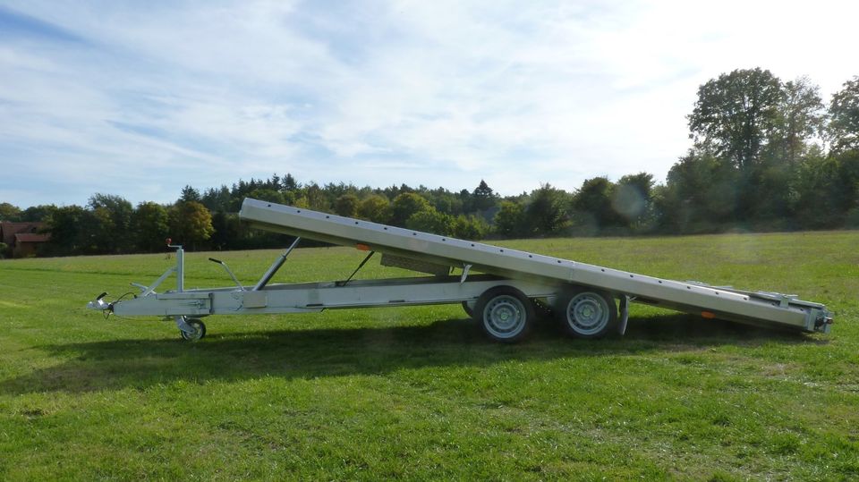 ⭐ BAOS Voll Aluminium Maschinentransporter 5,1x2,1 m; ankippbar, Kipppritsche, Pkw Anhänger, Kommunaltransport, Landmaschinen, Rasenmäher, Kleintraktor, Lochblechboden, Pkw Transport Autotransport, in Großenkneten