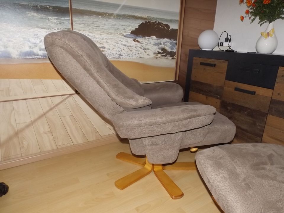 Relaxsessel mit Hocker - braun - manuelle Relaxfunktion in Sprockhövel