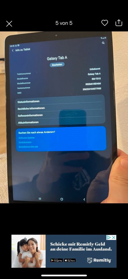 Samsung Galaxy Tab A (2019) T515 32GB Wi-Fi + LTE 4G Schwarz in Bietigheim-Bissingen