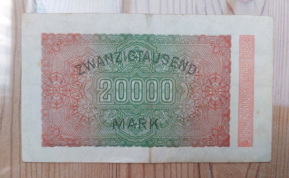 Banknote, 20000 Reichsmark, 1923, Inflationsgeld in Rüthen