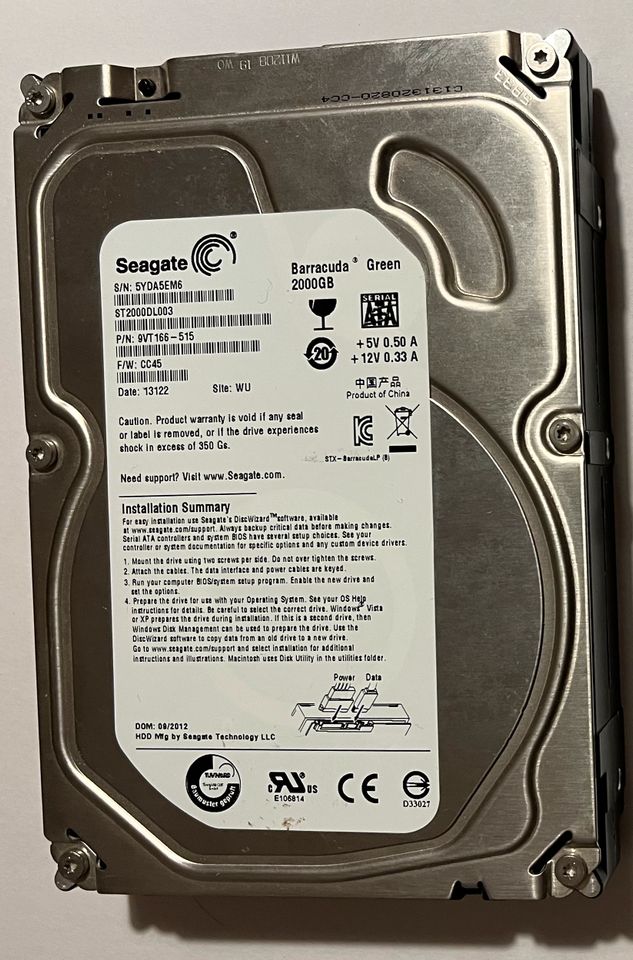 Seagate Barracuda Green 2TB ST2000DL003 SATA 3,5" Festplatte in München